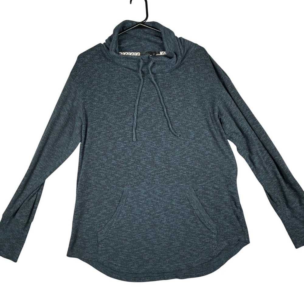 Prana Womens Sweater Cowl Neck Long Sleeve Pullover Blue Heather‎ Size Medium